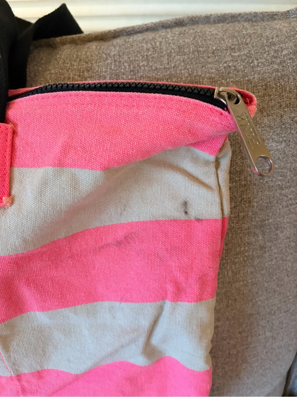 PINK Victoria's Secret LOVE PINK Striped Tote - Hot Pink, Cream & Black